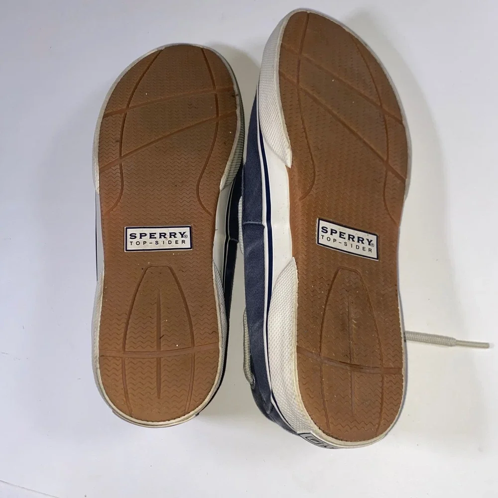 Sperry Top-Sider Mens Bahama Navy Blue Canvas Boat Shoe Sneakers 8.5M B13-CH171